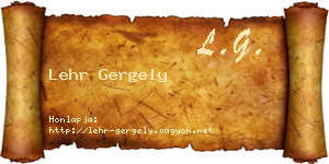 Lehr Gergely névjegykártya